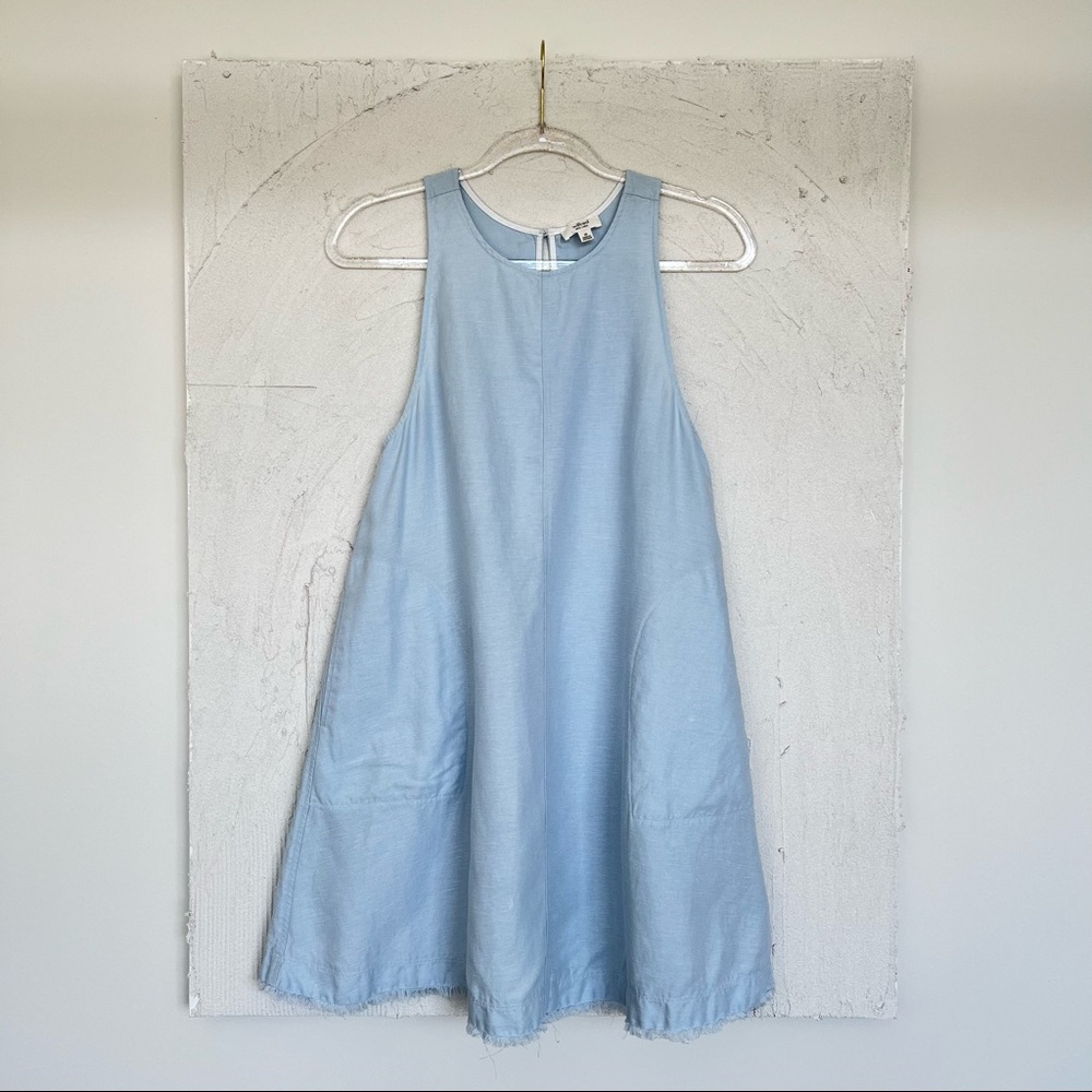 Wilfred Free by Aritzia Blue Linen Blend Trompette Dress sz XS